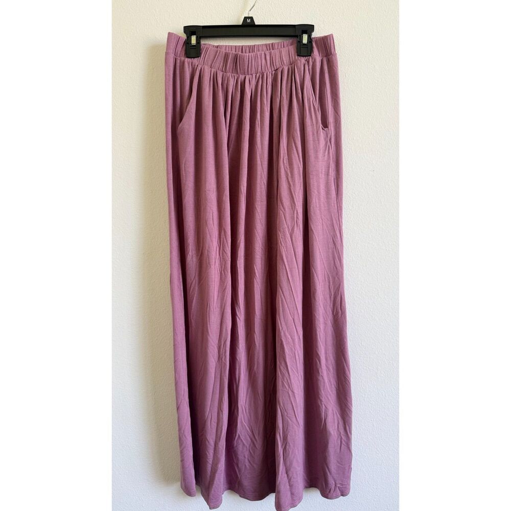 Bombom Women’s Medium Mauve Maxi Skirt Elastic Waist Pockets Made in USA